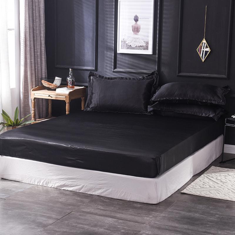 Satin Bettlaken Matratzenbezug Kunstseide Laken Kissenbezug Sets Tagesdecke Bettwäsche Voll Queen King Size für Schlafzimmer Heimdekoration