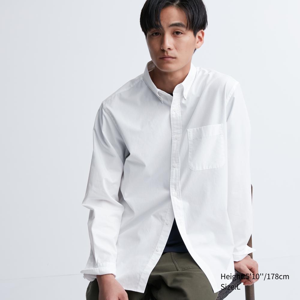 

Широкая рубашка из хлопка UNIQLO с длинными рукавами 00 WHITE/M