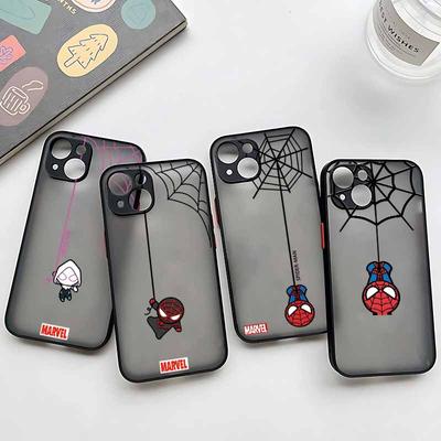 Spider-Man Cute For iPhone 17 Air 16E 16 15 14 13 12 11 8 7 Mini Pro Max Plus Frosted Translucent Soft Phone Case