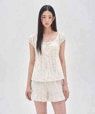 Lettedeupollin 016A Lemon Pajama Cap Sleeve Top & Shorts