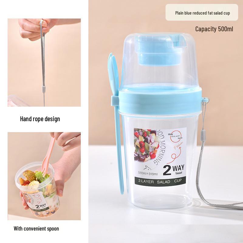 Minimalist Portable Salad Cup with Fork and Lid for On-the-Go Fruit, Veggies, and Yogurt