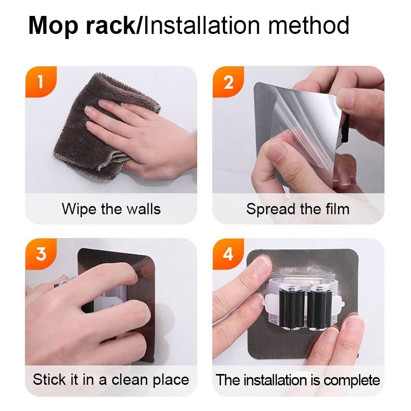 2/4pcs Wall Mounted Mop Organizer Holder Rack Brush Broom Hanger Hooks Housekeeper On Wall for Bathroom Kitchen Storage Hook