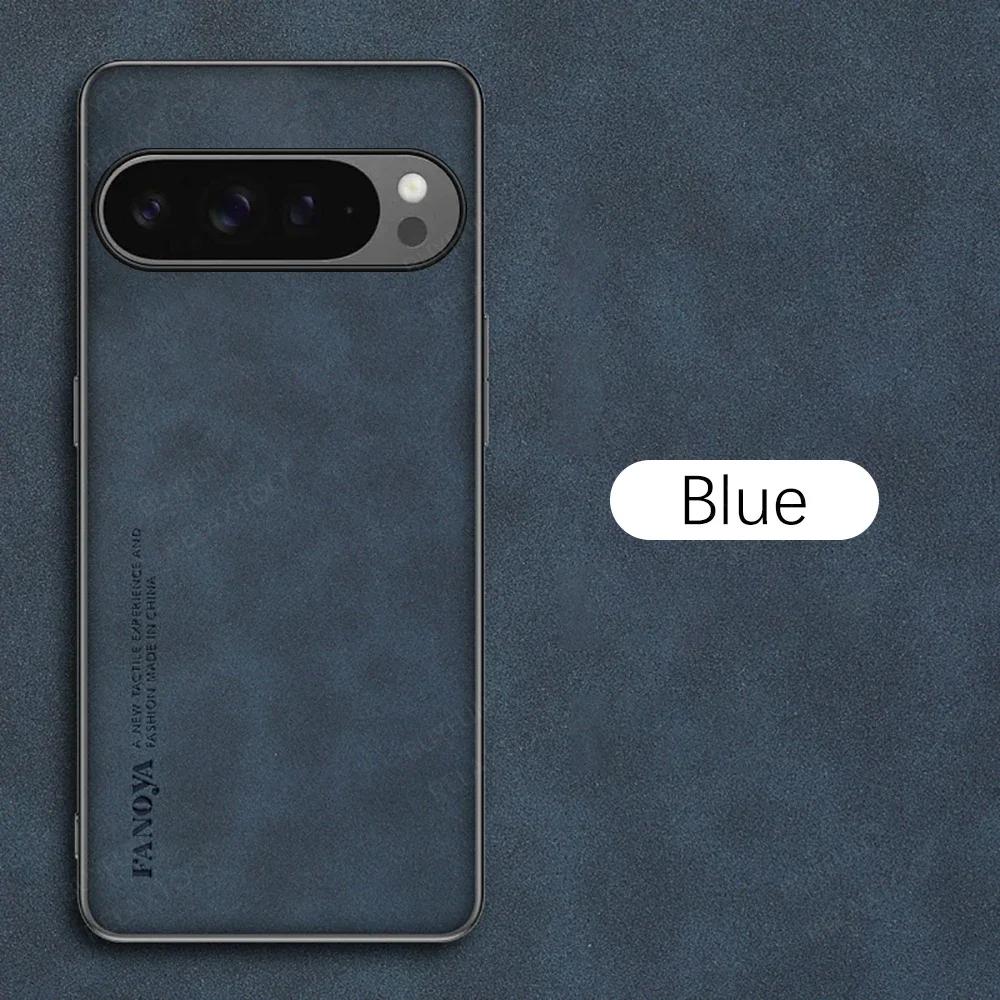 Sheepskin Leather Case for Google Pixel 9 Pro XL 8 8A 7 7A 6 6A Pro 4G 5G Soft Camera Protect Bumper Silicone Phone Cover