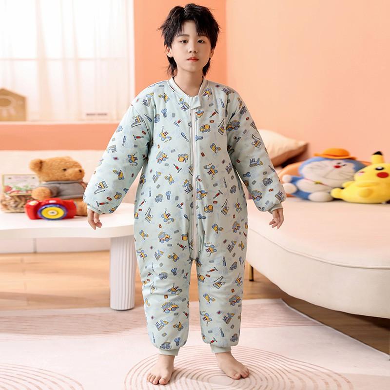 Cotton Warm Toddler Sleepsuit With Legs Boys Girls 3-12 Years Thick Pajama Sleep Bag Winter