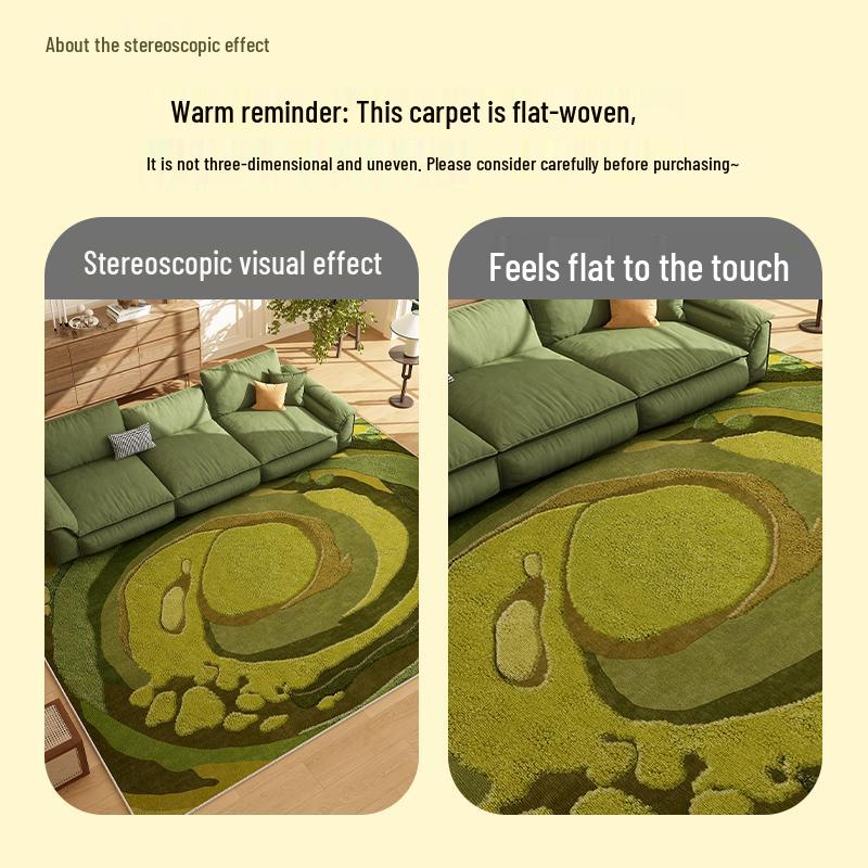 Retro Green Non-slip Waterproof Floor Mat - Vintage Style, Washable, Ideal for Living Room, Bedroom, Sofa, or Under Coffee Table.