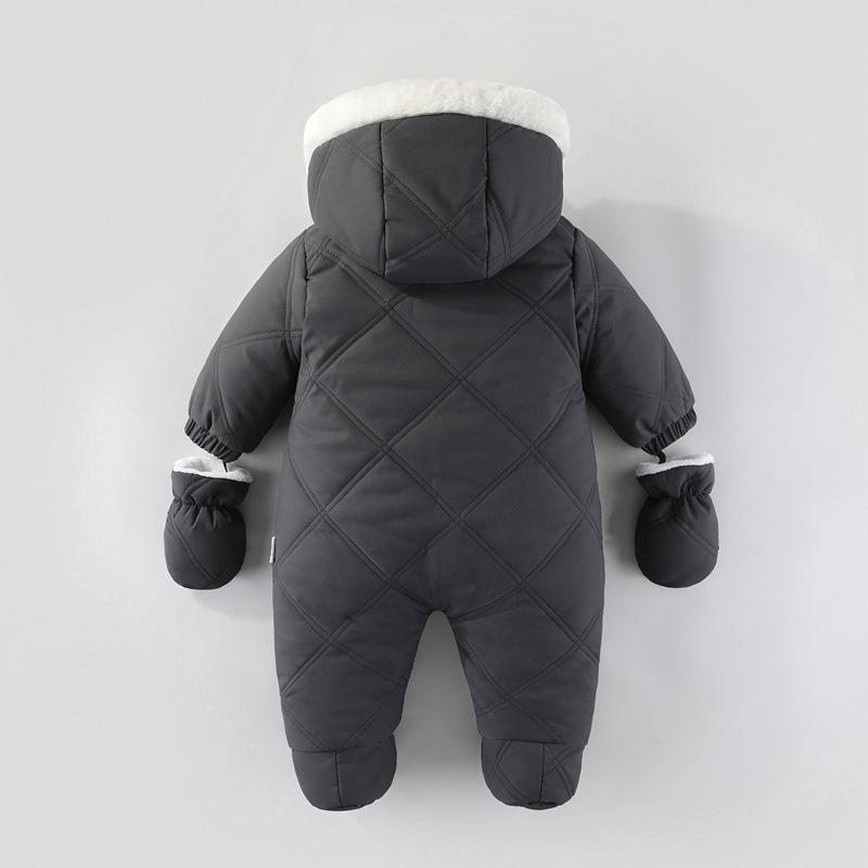 Newborn Baby Girl Jumpsuit Autumn and Winter Baby Romper With Gloves Warm Infant Snowsuit Thicken Cartoon Baby Ski Suit Coat