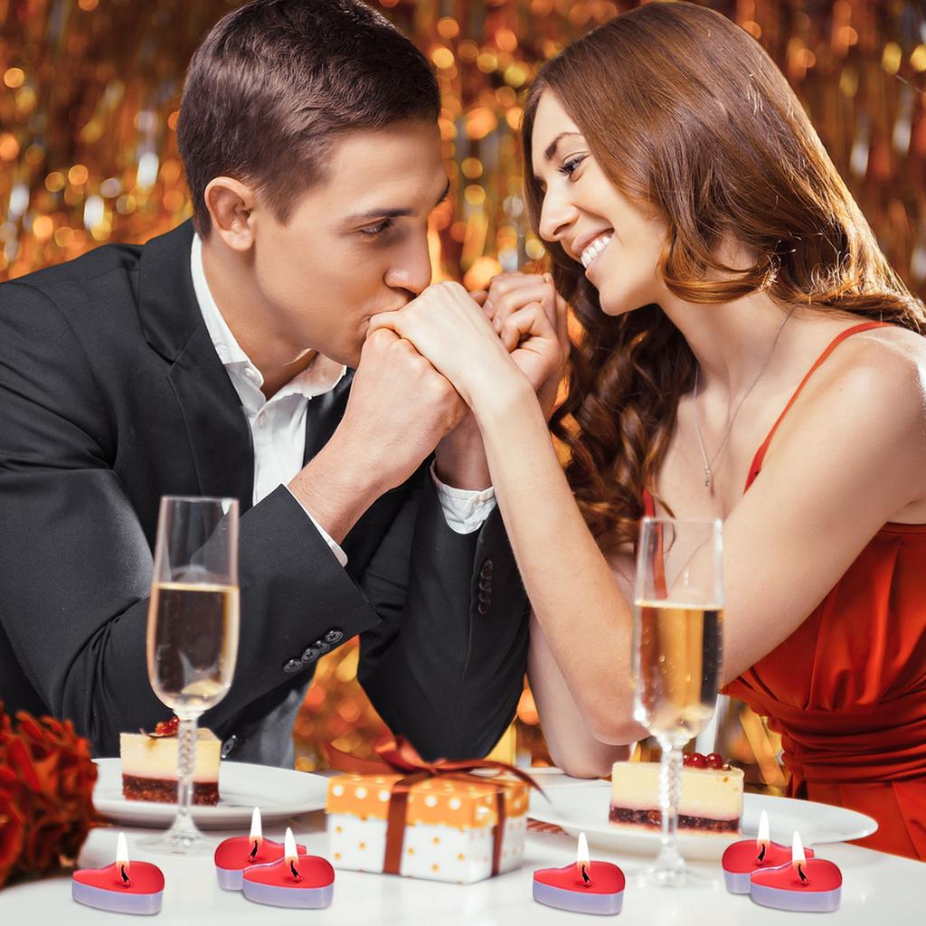 50pcs Valentine's Day Heart Shaped Tea Candles, The Perfect Choice For A Wedding Anniversary Party.