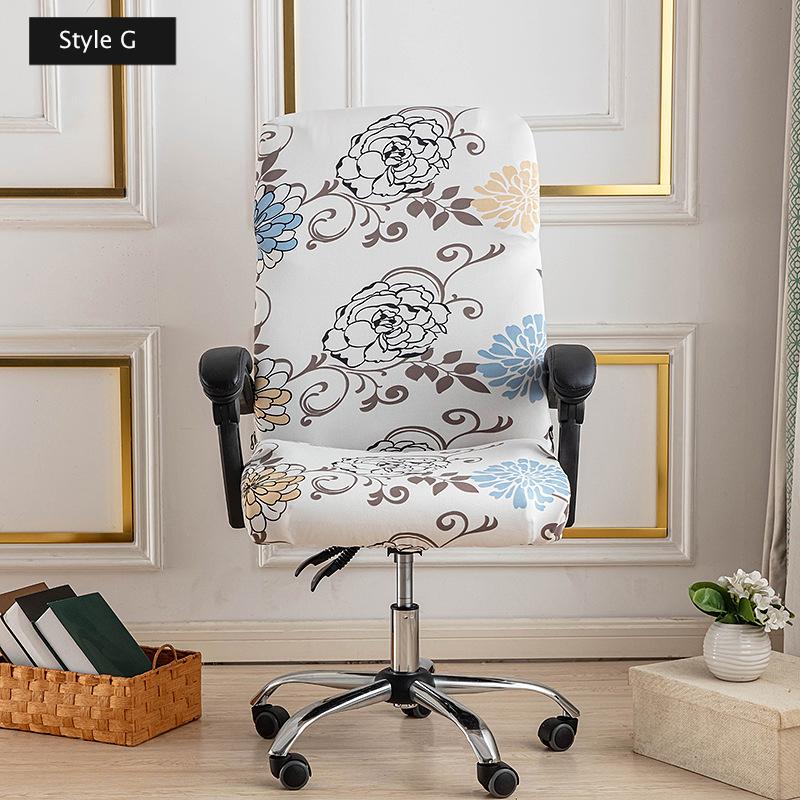 Stretch Printed Computer Office Chair Covers Universal Soft Desk Rotating Chair Protector with Zipper Removable Anti-Dust Cover