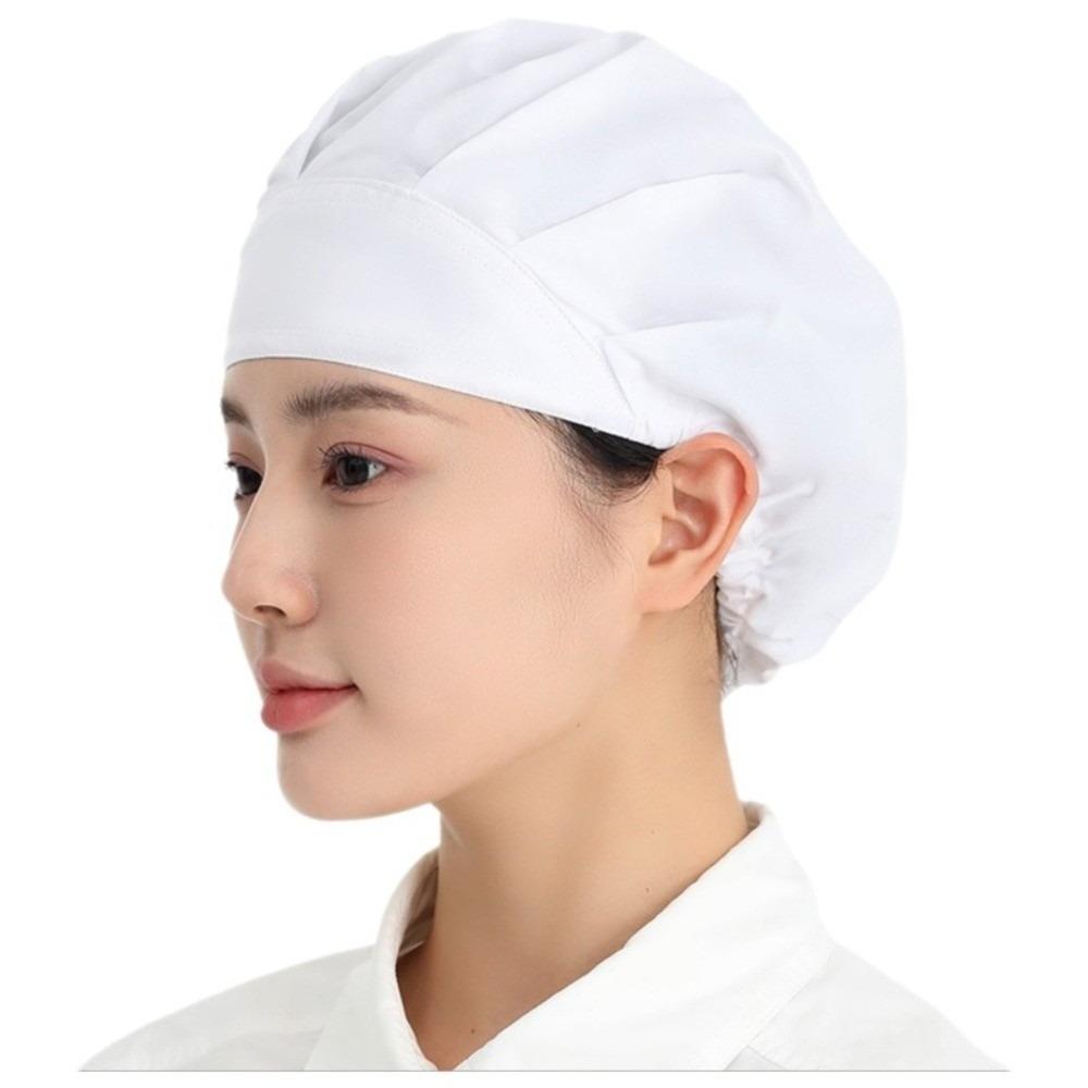 Unisex Oil Fume Proof Catering Cap Hygienic Dustproof Adjustable Chef Hat Flat Top Cotton Kitchen Work Hat Restaurant Kitchen