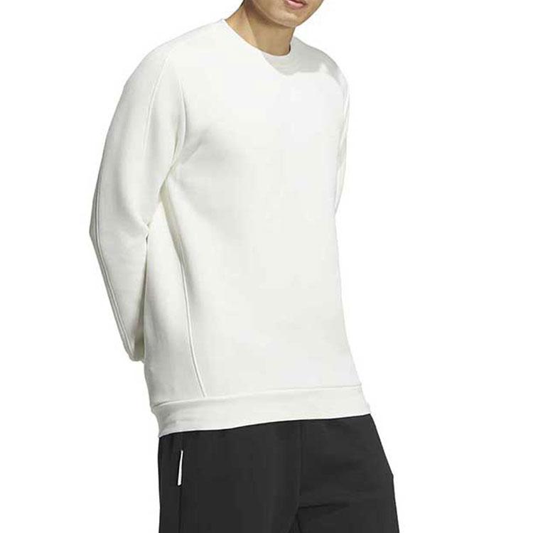 Adidas Solid Color Logo Round Neck Sports Sweatshirt Men Sweatshirts White JE8634
