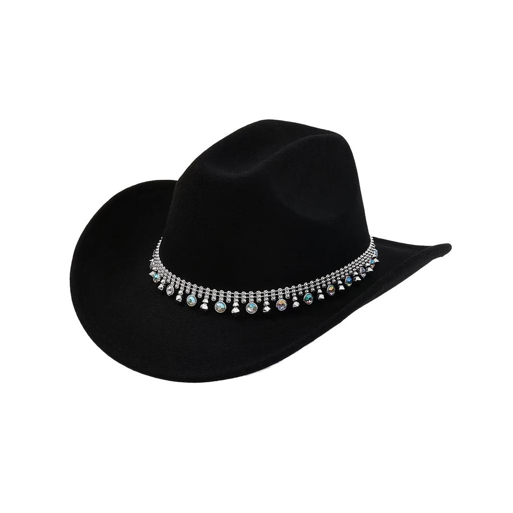 1Women's Sparkling Rhinestone Decorated Cowboy Hat Western Style Sequin Rhinestone Cowboy Hat Suitable for Parties and Daily Use