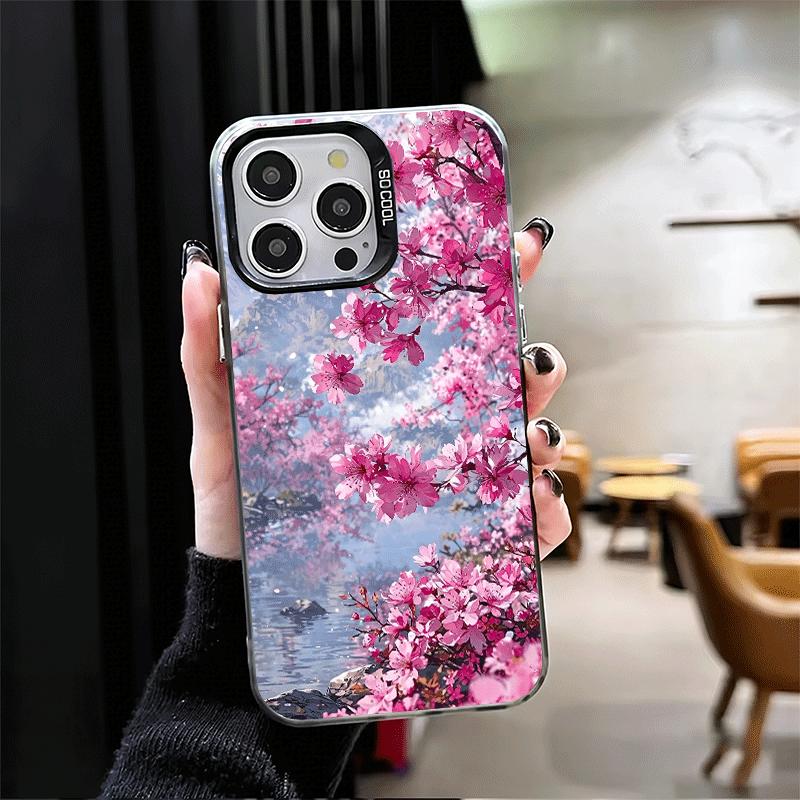 Dreamy Night Cherry Blossom Tree Soft Phone Case for iPhone 15 16 17 Pro Max 17Air 16E 14 Plus 13 12 Mini Shockproof Cover Back