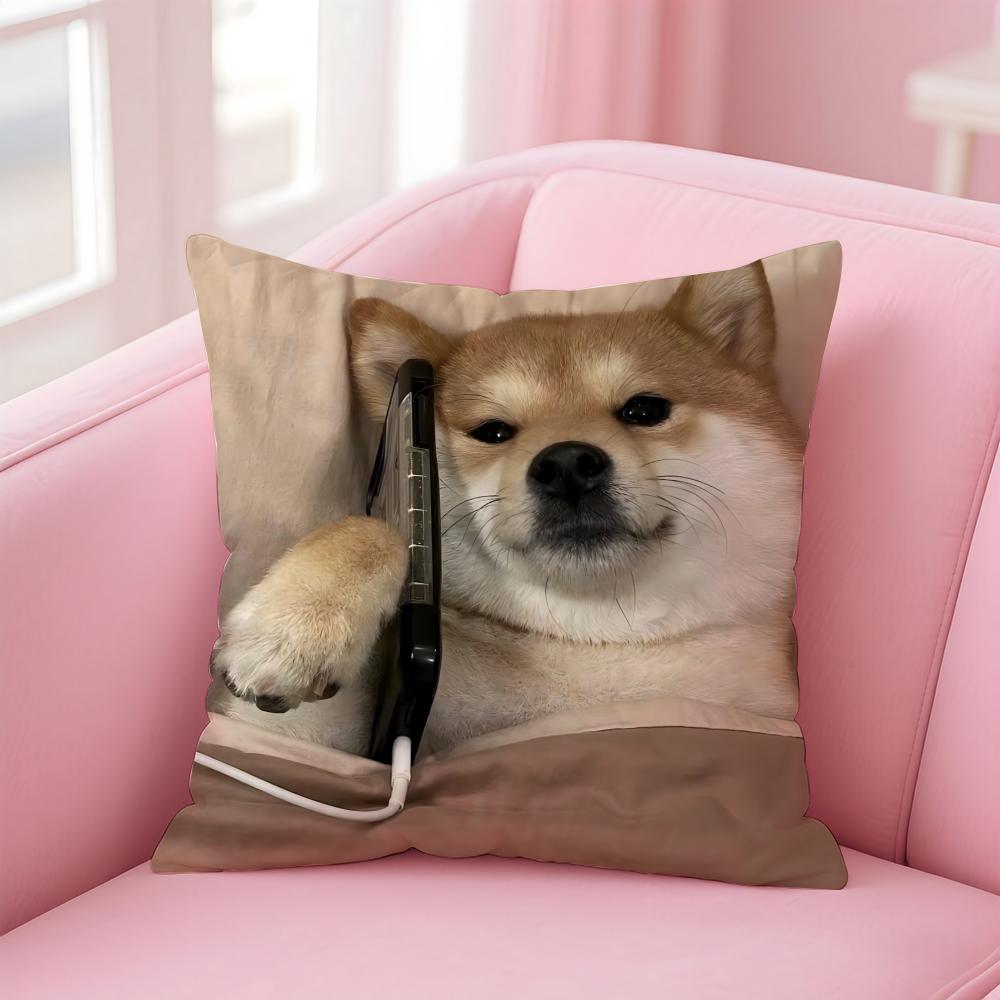 Adorable Japanese Animal Dog Art Cute Shiba Inu Cushion Cover Pillow Case Soft Skin Friendly Fabric  Concealed Zipper