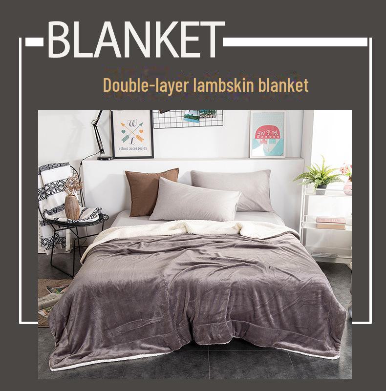 New Double-Layer Thick Lambskin Leisure Blanket for Sofa or Office Nap
