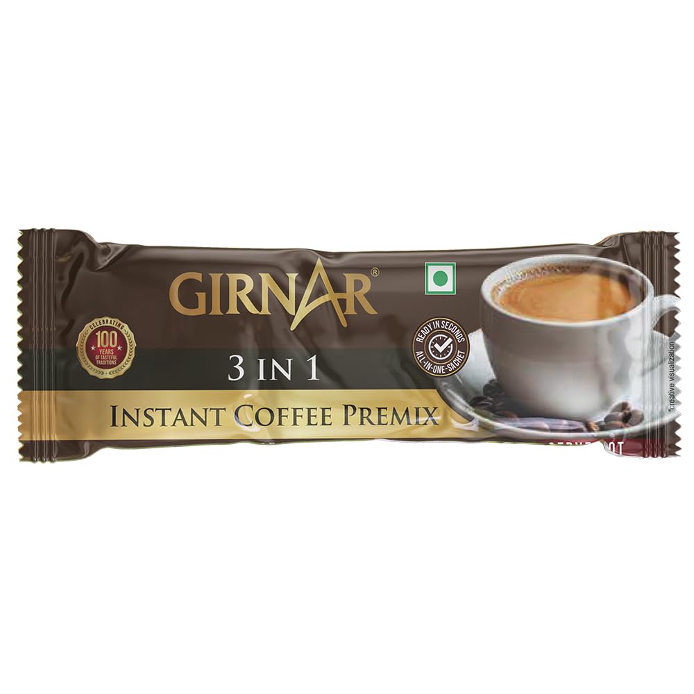 Girnar Instant Premix 3 in 1 Coffee 10 Sachets Quick Brew Aromatic Coffee Beverage