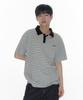 AMES-WORLDWIDE Basic Stripe Collar Tee Gray