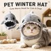 Funny Adjustable Cat Shark Headdress Warm Soft Cat Decorative Hat Cute Cartoon Cat Warm Hat Cosplay Party Pet Head Cover