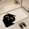 Cartoon Niedliche Schwarze Katze Kawaii Fußmatte Eco Flanell Fußabtreter Rutschfest Geruchlos Innenboden Teppich Weicher Kurzer Plüsch Hausmatte