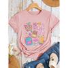High-quality, Simple, Elegant, and Stylish Women's Clothing T Shirt Cartoon Stationery Set Print Colorful Apple Bow Backpack Elements Sweet and Cute