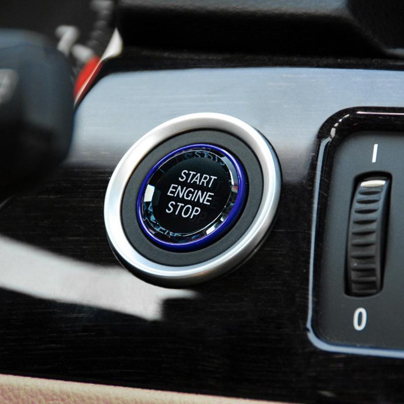 Bil Motor Start Stopp Knapp Klistermärke Interiör Trim För BMW X1 E84 E81 E87 X5 E70 X6 E71 E90 E60 E91 E92 E93 Z4 E89 E