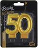 Cake Candle 50 Metallic Gold Birthday 8cm
