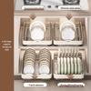 Stainless Steel Pull-Out Dish and Bowl Storage Rack for Kitchen Cabinets