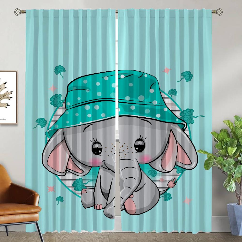

Elephant Elegant Room Curtains for Living Room Tulle for Bedroom Window Curtain Home Interior Curtains 2 Pieces Partition Camera W50xH70cmx2pcs-CL