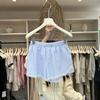 Damen Sommer Rosa Gestreifte Spitze Besatz Knopfleiste Shorts