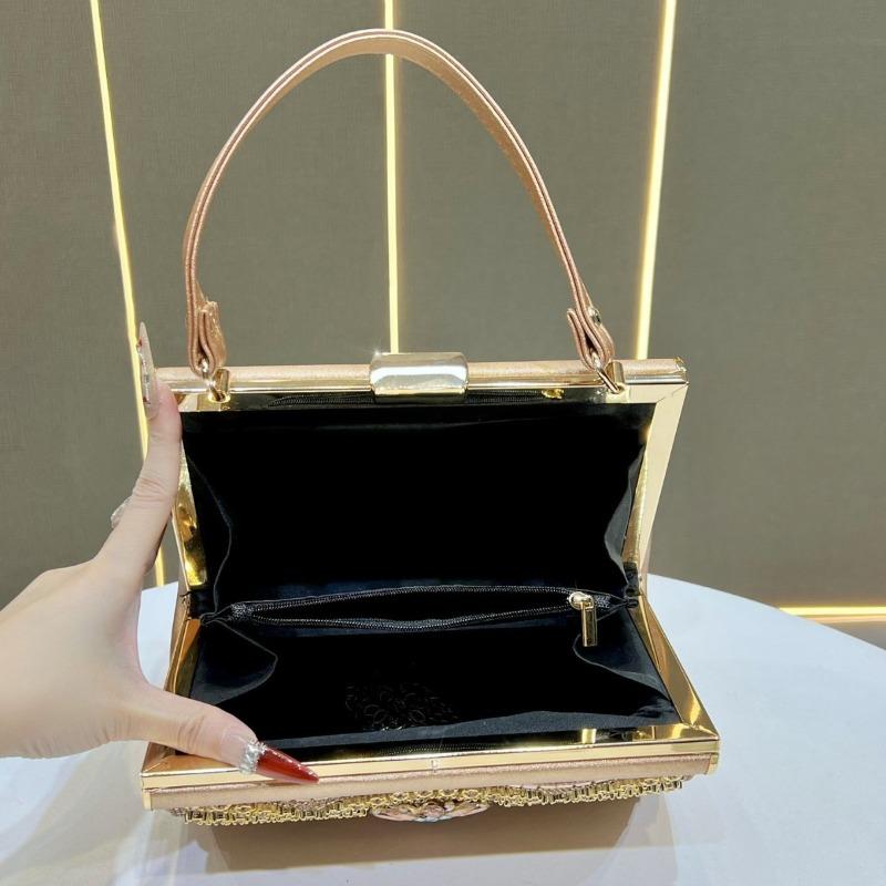 Evening Party Bag - Shiny Diamond-studded Shoulder Bag with A Slanted Strap, Elegant Evening Dress Bag