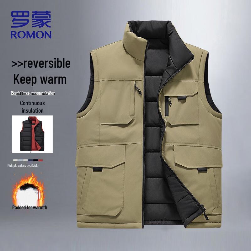 

ROMON Men s Reversible Workwear Multi-Pocket Cotton Vest 6XL