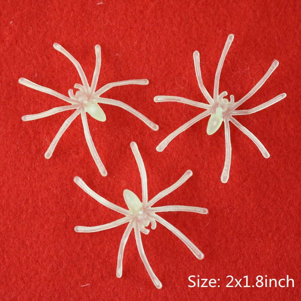 100pcs Glow in The Dark Spiders Trick Toy Haunted House Prop Home Halloween Decoration (glow in The dark spiders)