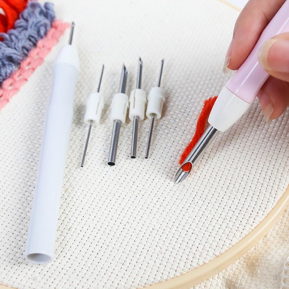 Adjustable Punch Needle Kit - 6 Interchangeable Rug Needle Tubes with Storage Case | Complete Punching Tool Set for Rug Hooking