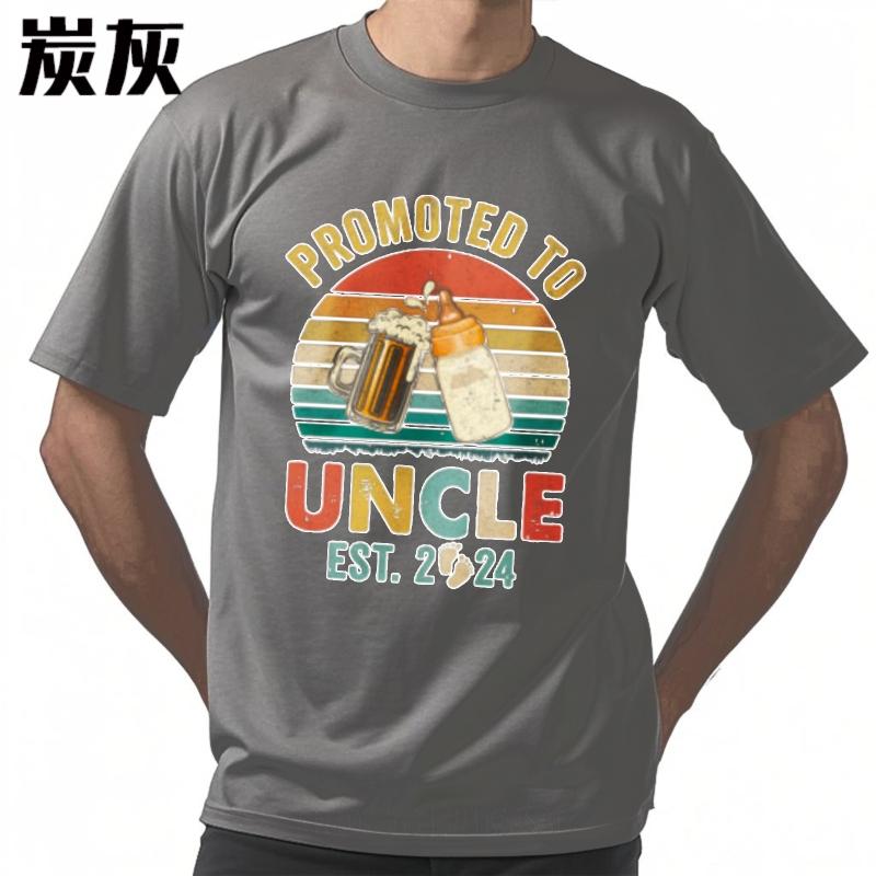 Soft For Her Oneck Tshirt Streetwear Promoted To Uncle Est 2024 Beer And Bottle Minimalist Teenagers Tee Shirt Quick Dry Shirt