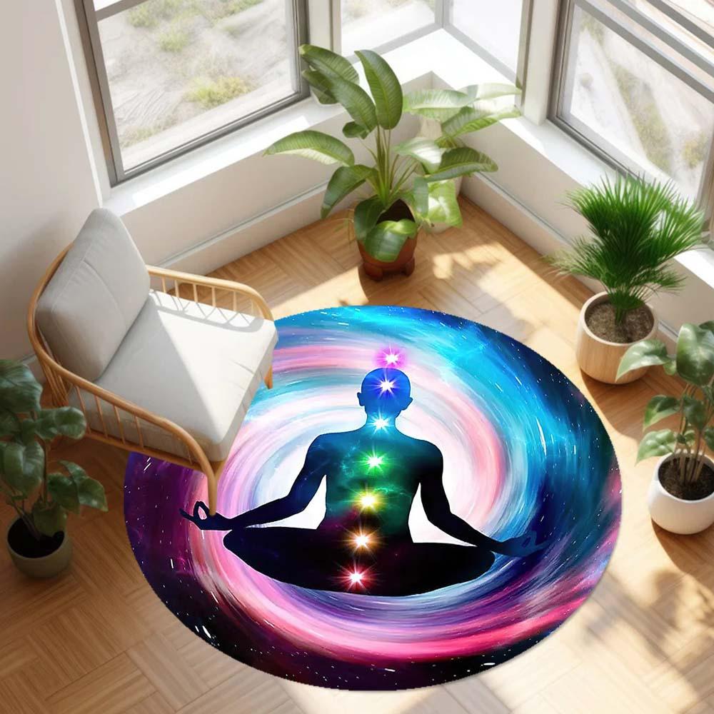 1 Piece Chakra Outdoor Round Carpet Floor Mat Doorway Decorative Carpet Outdoor Patio Camping Carpet Living Room Bathroom Bedroom Decorative Floor Mat