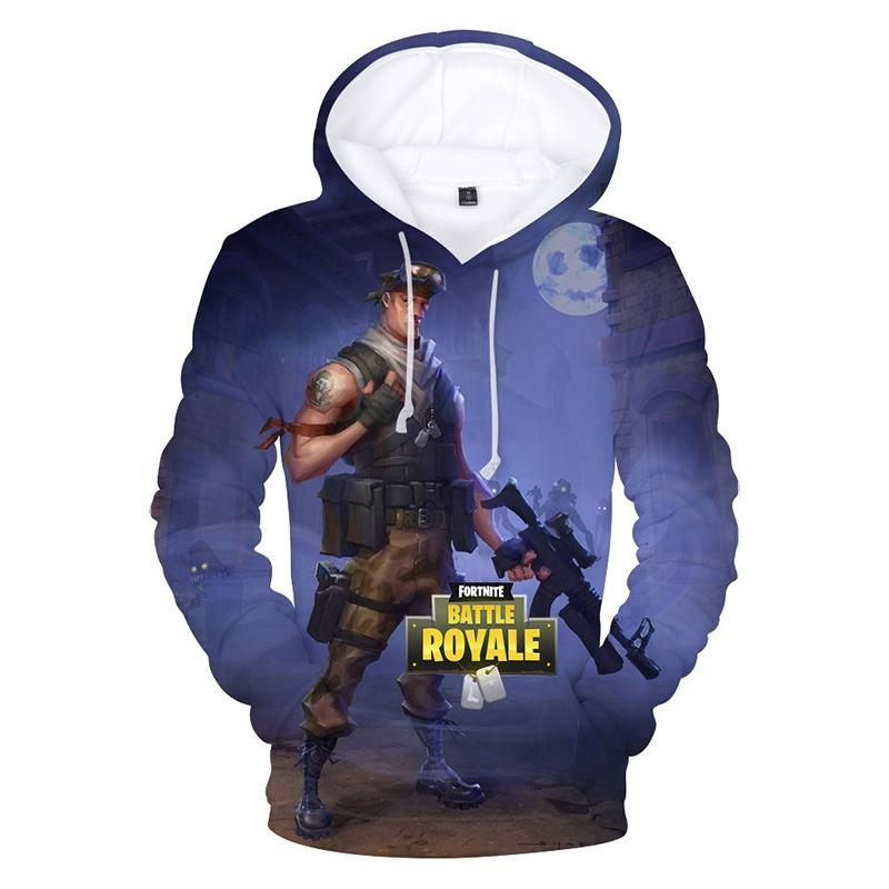Fortnite Battle 3d Printed Hoodie Jacket Sweatshirt Spandex Material Round Neck Hip Hop Style