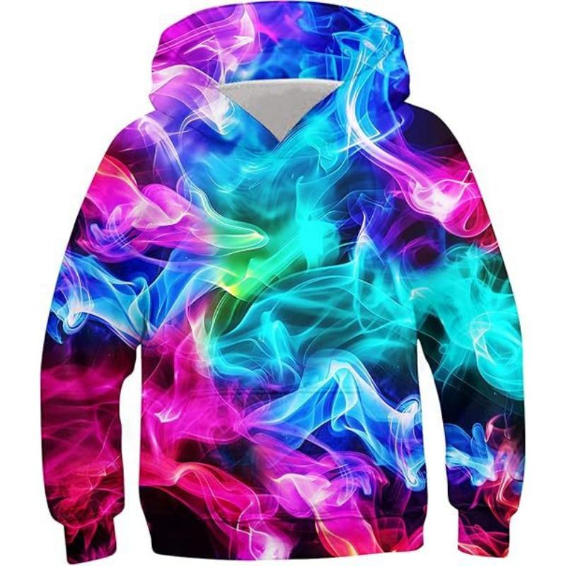 Podzimní Barevný Kreativní Vzor 3D Tištěné Mikiny Módní Ležérní Sportovní Dlouhý Rukáv Dětské Chlapecké Mikiny s Kapucí