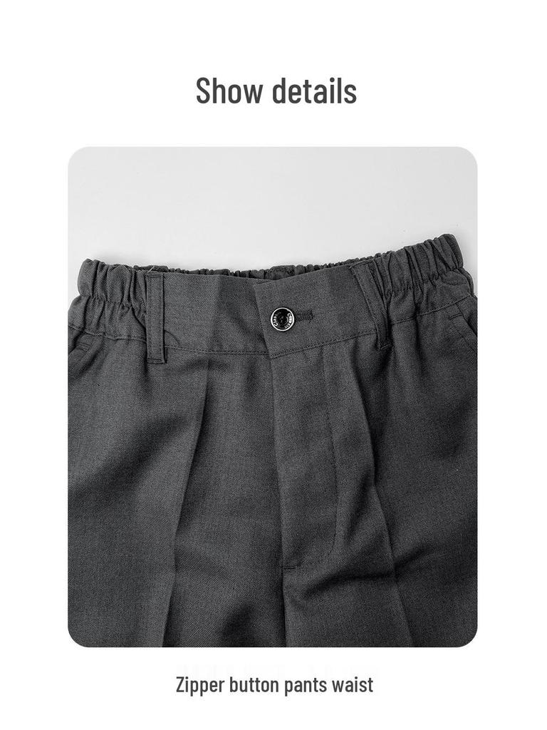 Tmavě šedé kalhoty pro chlapce, které se nemačkají - Školní uniformy pro žáky základních a středních škol