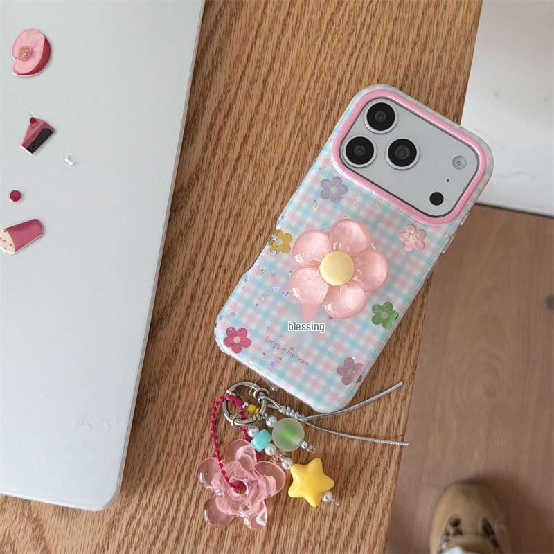 Colorful Floral Plaid Phone Case for iPhone 17/16 Pro Max/15/14