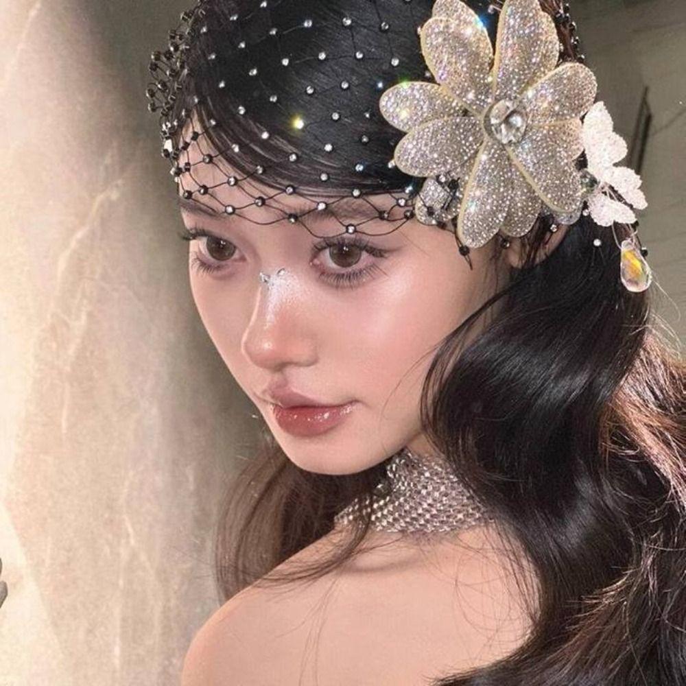 Black Bridal Veils Flower Wedding Headwear Versatile Bride Head Net  Hair Accessories