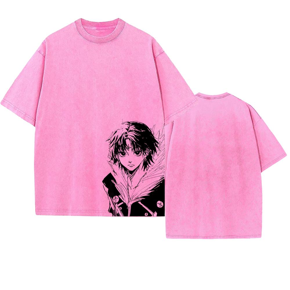 Manga Graphic T-shirt Chrollo Vintage Washed Oversized T Shirt For Men Women Clothing Cotton Short Sleeve Tees