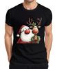 Weihnachtsmann Rentier rote Nase Kranz lustig Weihnachten Vintage Herren T-Shirt