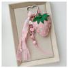 Cute Strawberry Sweet Lace Ribbon Bag Charm Handmade Beaded Carabiner  Women Girl Bag Pendant Gift Bag Charm