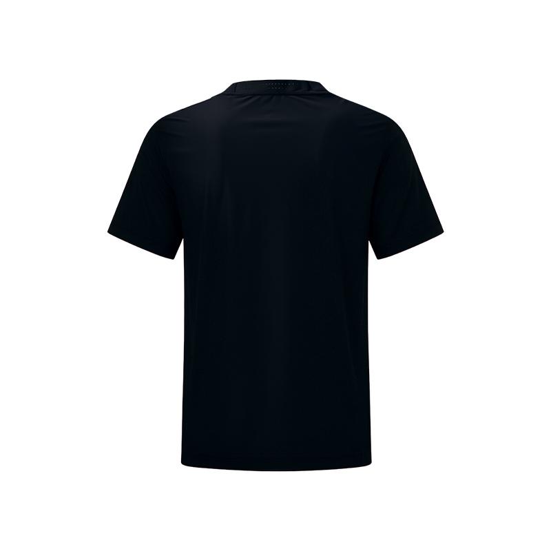 Li Ning T Shirts Unisex Black Crew Neck Moderate Straight Fit ATSW071-1