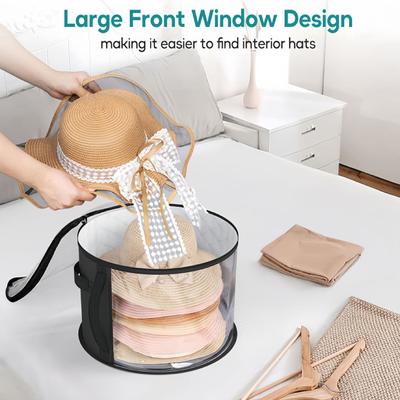 Oversized Clear Hat Storage Bag Large Capacity Zipper Closure Wide Brim Hat Case Cowboy Hat Organizer with Carrying Handles