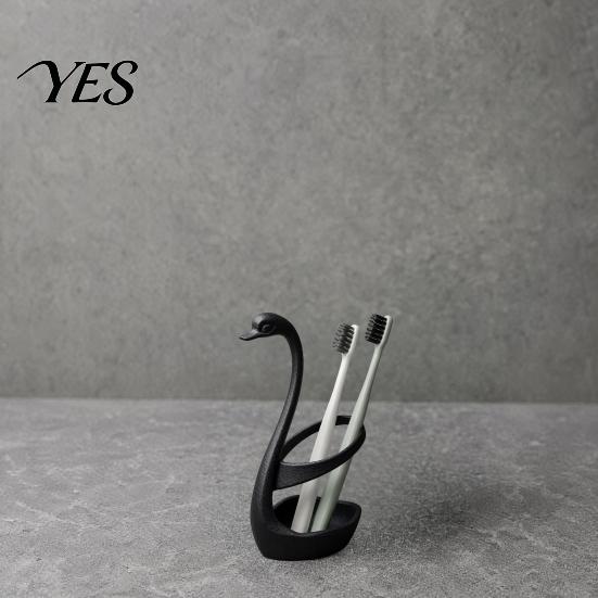 Bathroom Toothbrush Organizer 3D Printed Swan Holder, with Hollow Water-Draining Design, Black White Breathable Stand Dual Color, Widened Stable Base,