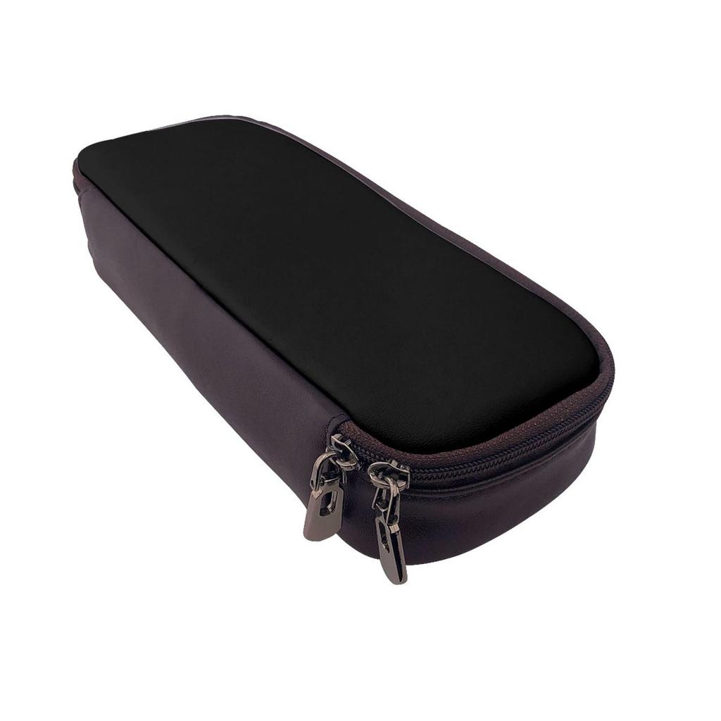 Customizable Hard Microfiber PU Leather for Cover Stationery Holder Simple Vertical Pen Box Zipper Student's Desktop Accessory