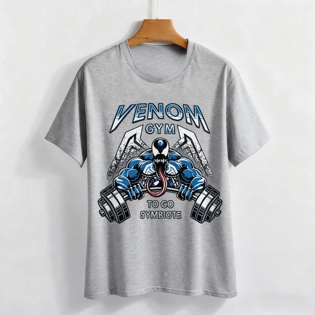 Genuine 2026 New Venom Sport Fitness Print High Quality Fashion Plus Size Men's Short Sleeve Loose Sport T-Shirt