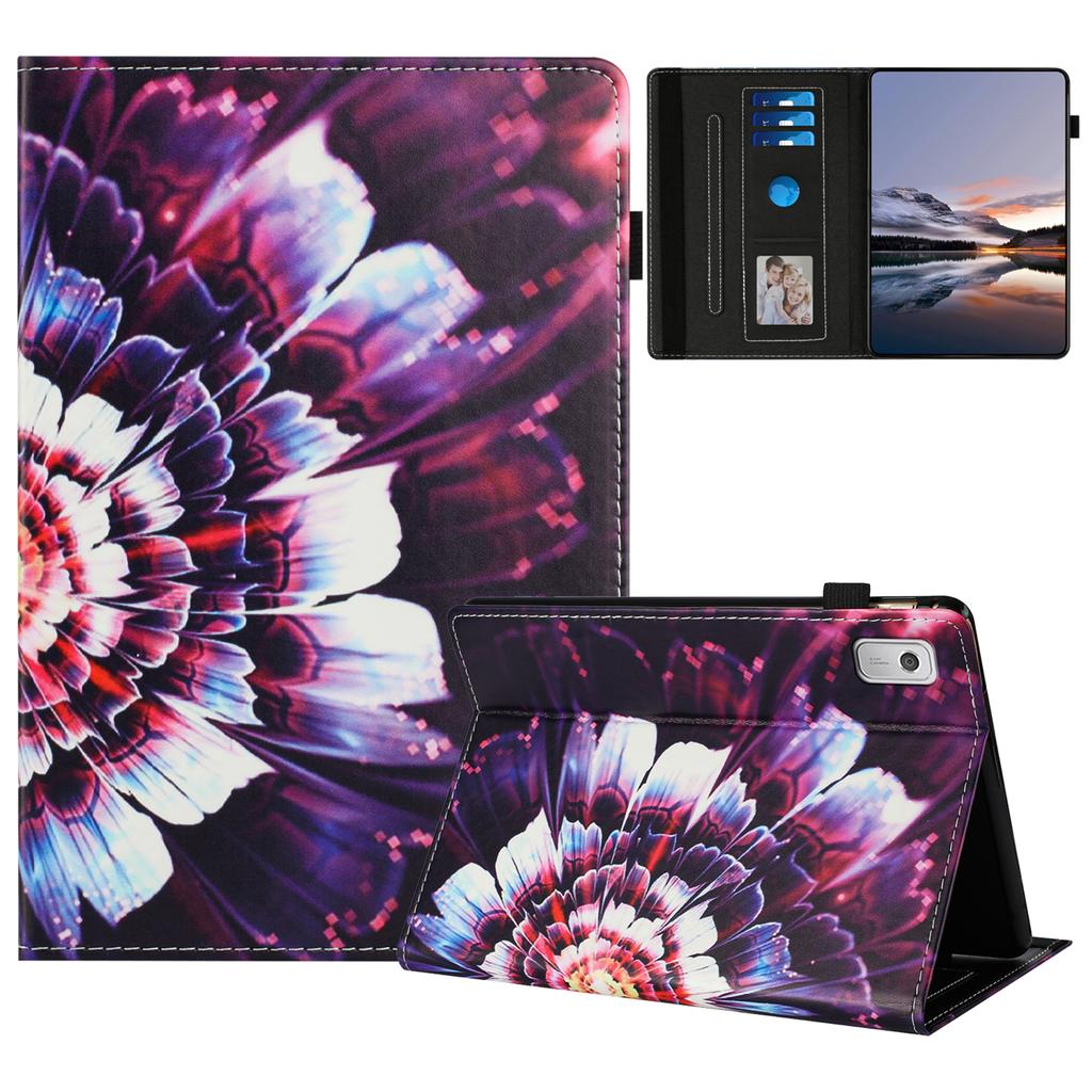 For Lenovo Tab M9 TB-310FU Case Pattern Leather Tablet Cover with Auto Sleep/Wake, Card Holder