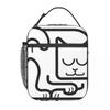 Cartoon Graues Kätzchen Muster Isolierte Lunchtasche für Damen Kinder Tragbare Lebensmittelboxen Thermische Lunchbox Tragetasche