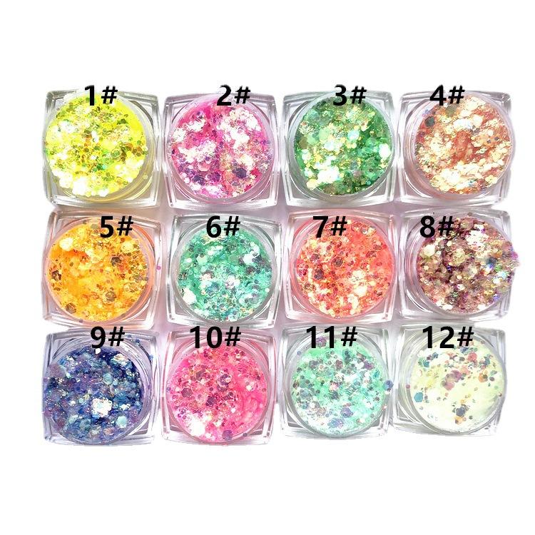

12 цветов блестящий гель для макияжа светящийся в темноте блестящий гель для тела УФ-блеск для лица для женщин праздничный блестящий гель для макияжа для вечеринок 12pcs